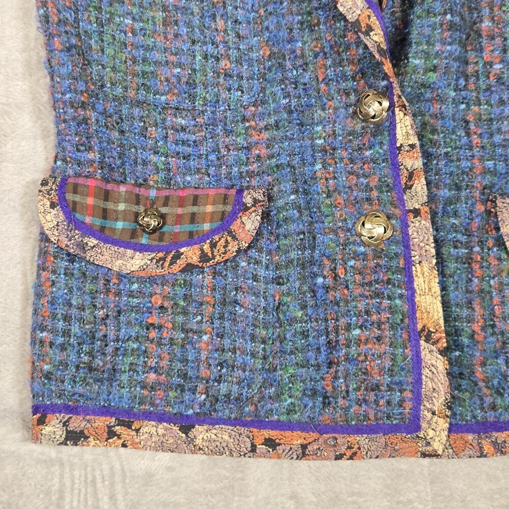 KOOS Van Den Akker Women’s 100% Wool Tweed Jacket Blazer Sz 10 Multicolor Artsy - Picture 3 of 14